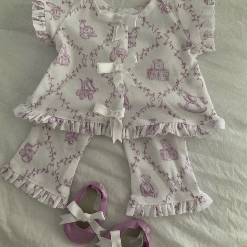 American Girl Bitty Baby Lavender and White Sleepwear Set